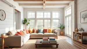 Transform your space with shiplap walls creating a cozy and inviting living area.