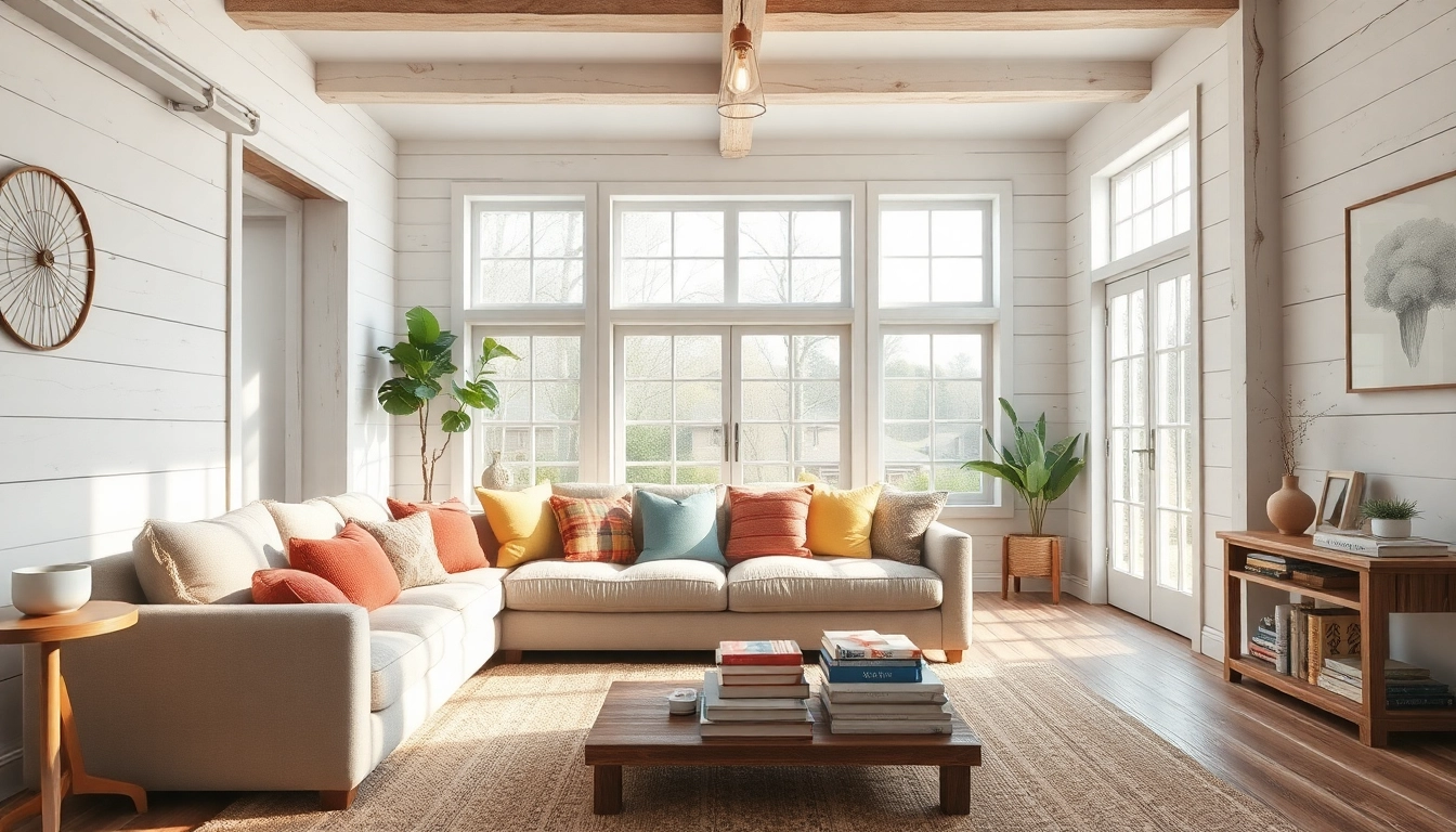 Transform your space with shiplap walls creating a cozy and inviting living area.