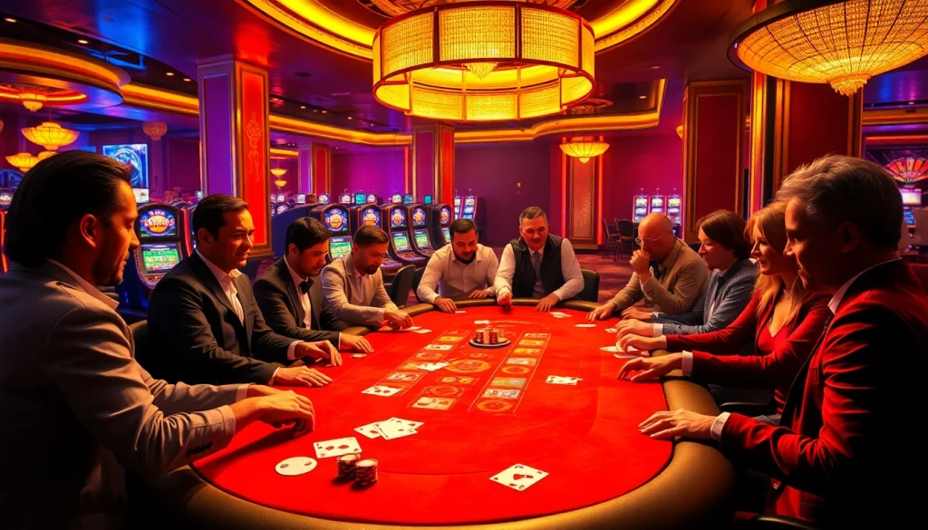 Cổng game B52 offers thrilling poker action with excited players and vibrant casino elements.
