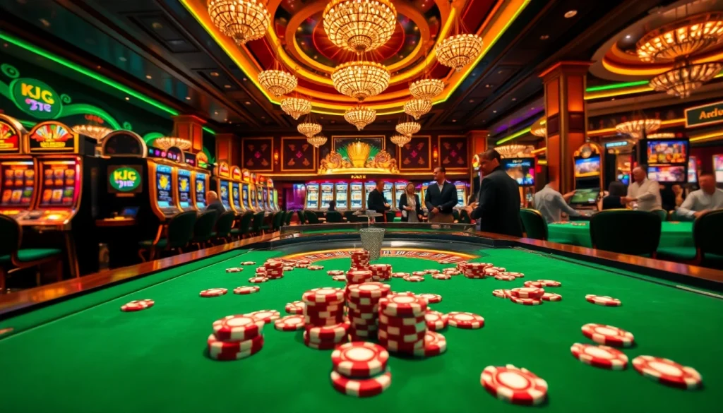 KJC players enjoying a thrilling casino experience with vibrant games and luxurious ambiance.