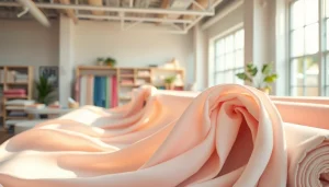 Detail van zachte stof voor kleding met een uitnodigende textuur en kleur, perfect voor modeontwerp.