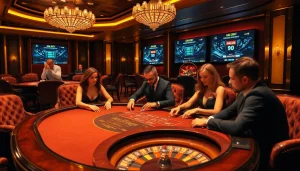 KJC highlights an exciting poker game amidst a luxurious casino backdrop, showcasing glamour and professionalism.