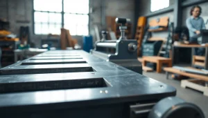 Plate rolling machine demonstrates precision engineering in a professional workshop.