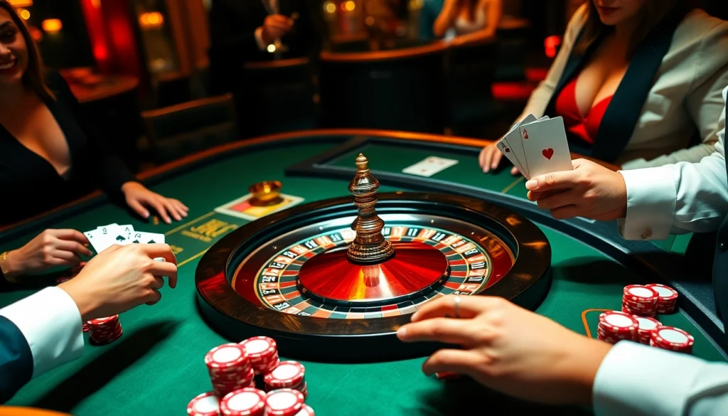 Players enjoying a thrilling game at the casino table, showcasing 888new excitement in action.