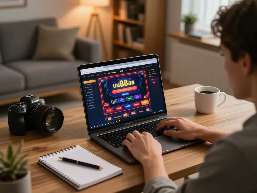 Player exploring uu88ae online casino interface during an engaging gaming session at home.