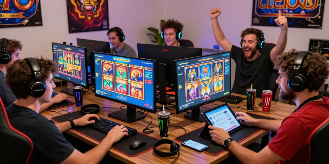 Engaging gaming scene showcasing players at home enjoying slot depo 1000 games with vibrant screens and lively atmosphere.