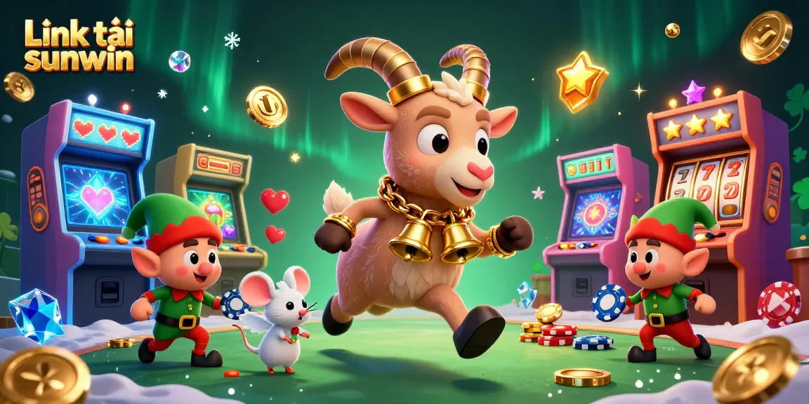 Spin and win with Link tải sunwin in a festive horror casino, featuring Krampus and playful characters.